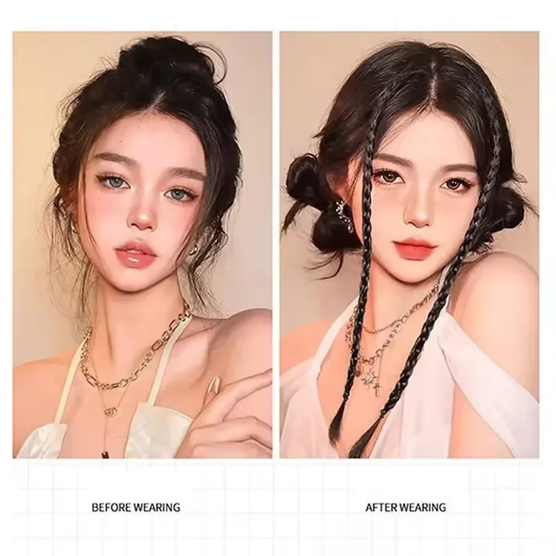 Synthetic 2pcs Braid Wig With Strong BB Clip Y2k Spice Girl Boxing Braid Ponytail Lightweight Box Braid Ponytail Piece for Women