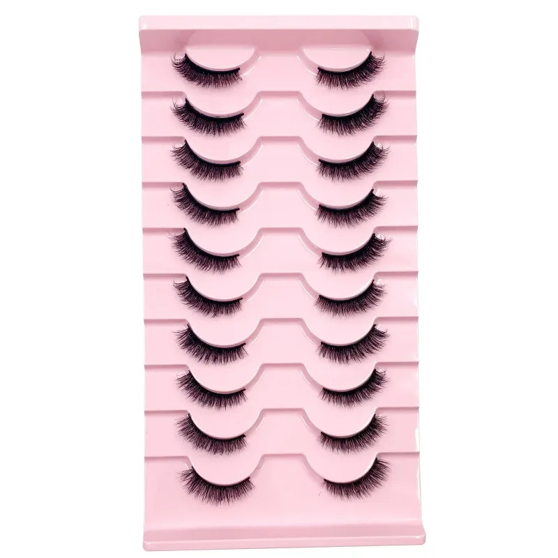 Bulu Mata Setengah Mata Kucing 3D 10 Pasang Bulu Mata Setengah Batang Bening Alami Ekstensi Bulu Mata Palsu Makeup Yang Dijamin Palsu Maquiag