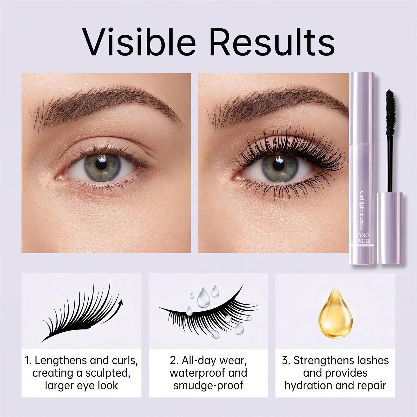 Waterproof 3D Lengthening Mascara Black Eyelash Extension Eye Lashs Brush Long-Wearing Silk Volumizing Mascara Cosmetics Gift — image 3