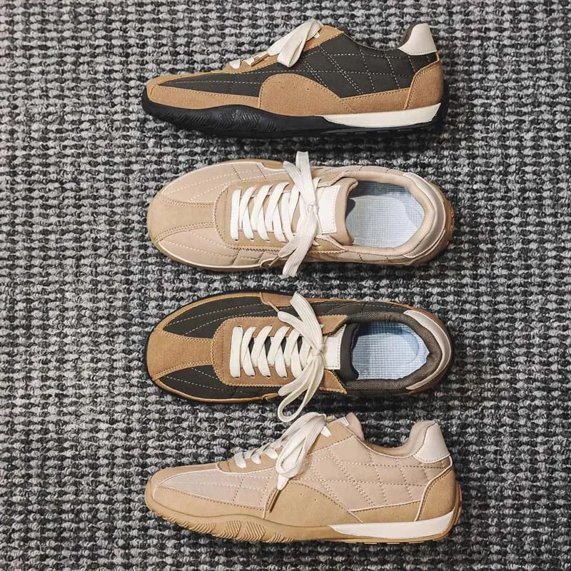 Spring Summer Men Sneakers Retro Suede Texture Stitching Casual Shoes Lace Up Flat Board Shoes Minimalist Lightweight Footwear — image 7