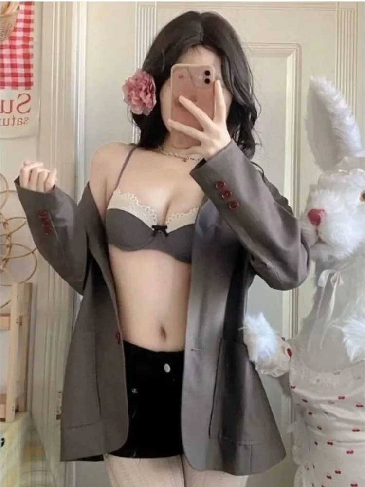 Französisches Spitzen-Push-up-BH-Set für kleine Brüste – sexy und elegante Dessous, die größer aussehen. Das Neujahrs-Bestseller-Set aus Spitzen-BH und Höschen — image 4
