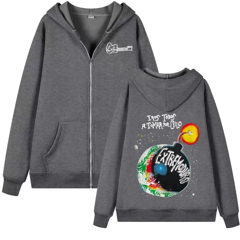 Rock grubu Extremoduro turu 2026 fermuarlı kapüşonlu svetşört erkek moda gotik polar tişörtü mont büyük boy fermuarlı kapüşonlu kıyafet streetwear — image 3