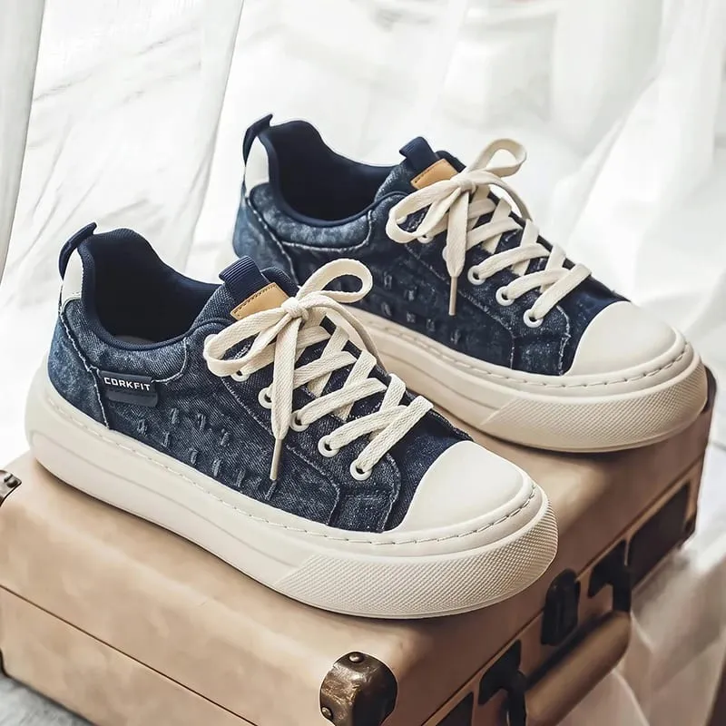 PersonalizedSpringandAutumnNewMensShoesKoreanStyleFashionableLargeSizeLowTopCasualShoes Denim Single ShoesVersatile Sneakers — image 2