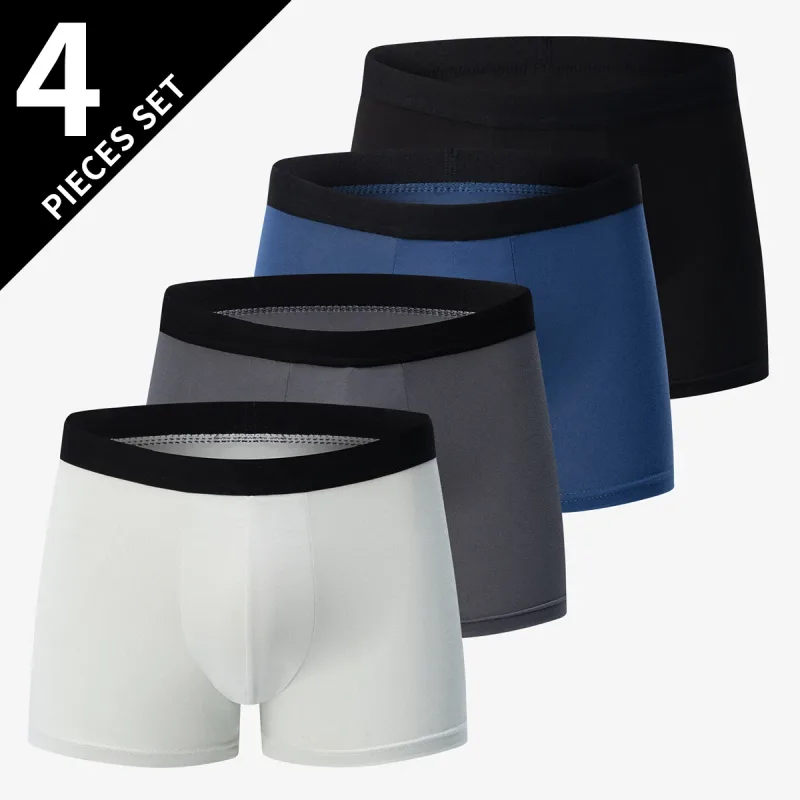4 Pack Europe And America Size Men'S Solid Color Sexy Boxer Underwear Antibacterial Breathable Plus Size Men'S Shorts Underwear — image 9