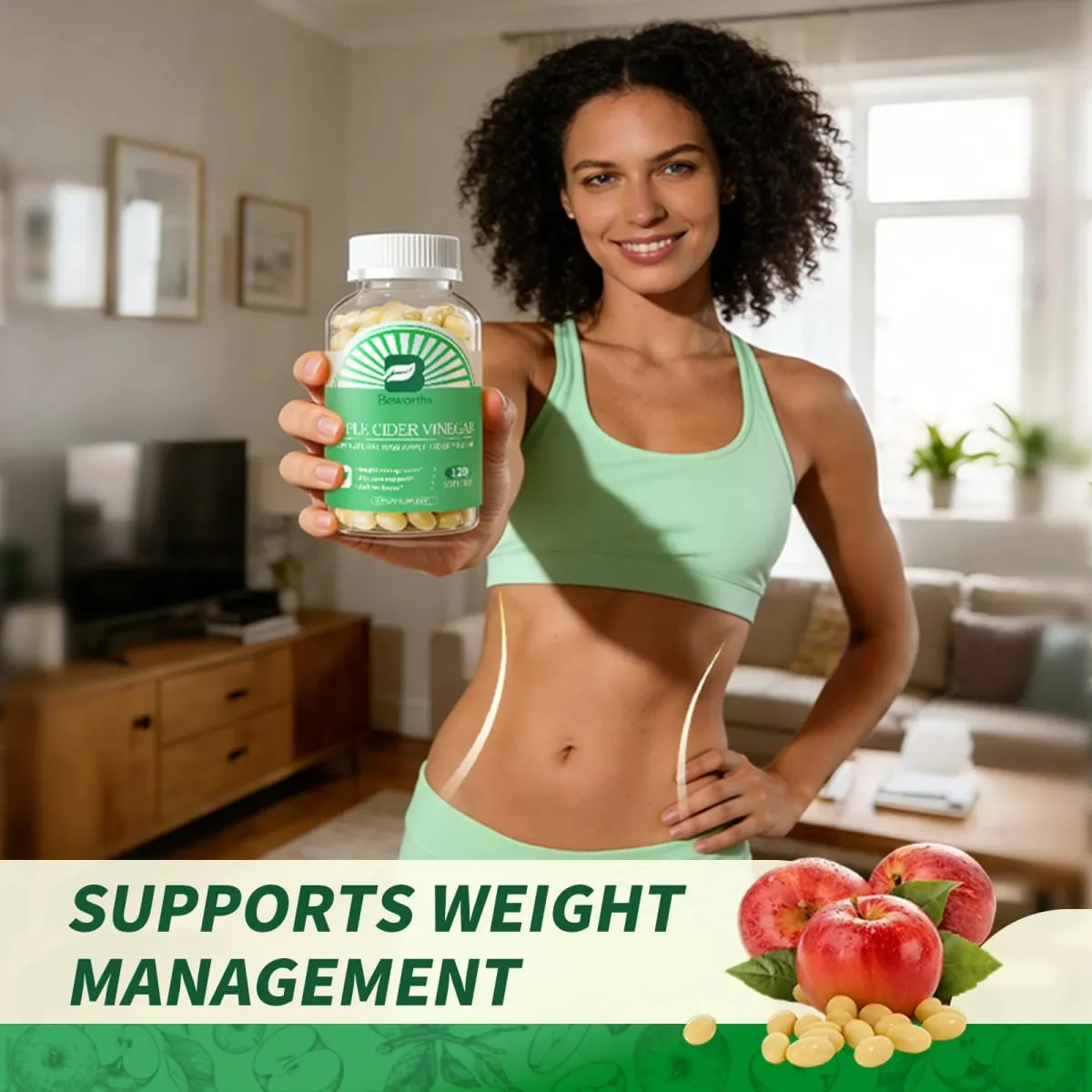 HOT 2Pcs Night Weight Loss & Apple Cider Vinegar Capsules for Digestion Detox Immune-Powerful Cleanser & Appetite Suppressant