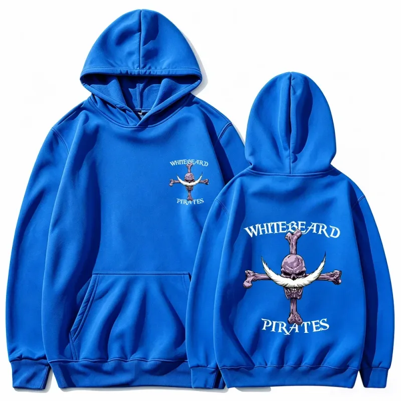 One Piece Whitebeard Pirates Hoodie, Print Pullover Sweatshirt, Whitebeard Jolly Roger Anime Graphic Streetwear Hooded Top — image 10