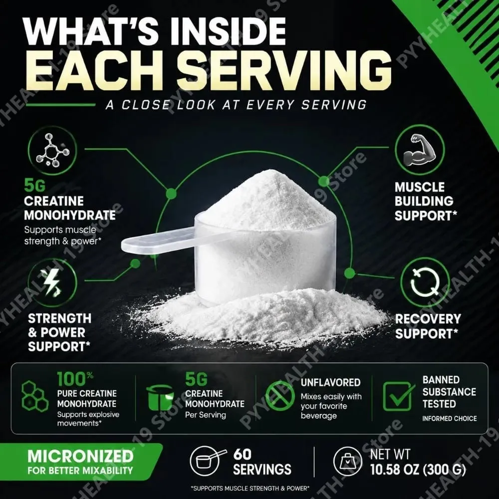 Micronized Creatine Monohydrate Pure & Unflavored Powder for Muscle Building Strength Power & Recovery Support Adults 300g — image 6