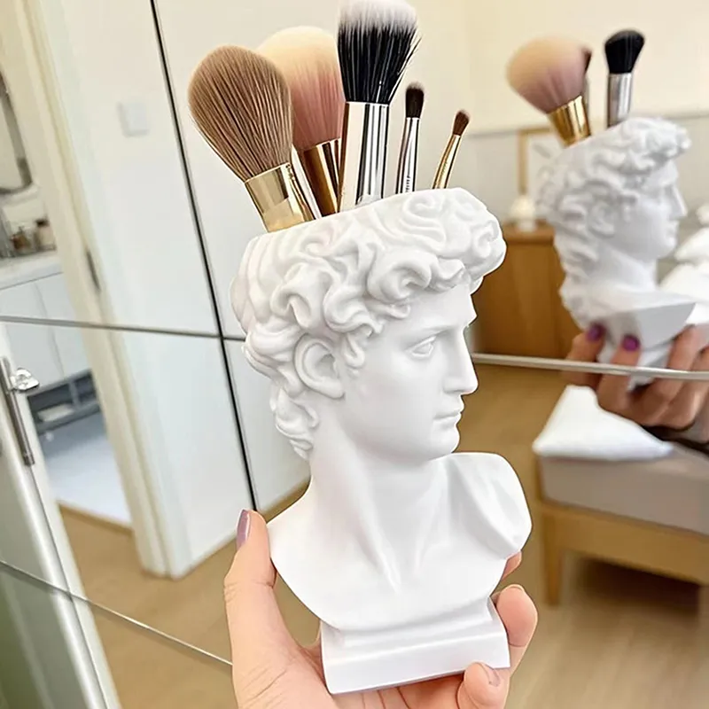 Kreatywna statua Dawida kształt pojemnik na pędzle ozdoby na biurko schowek gospodarstwa domowego organizer pędzli do makijażu