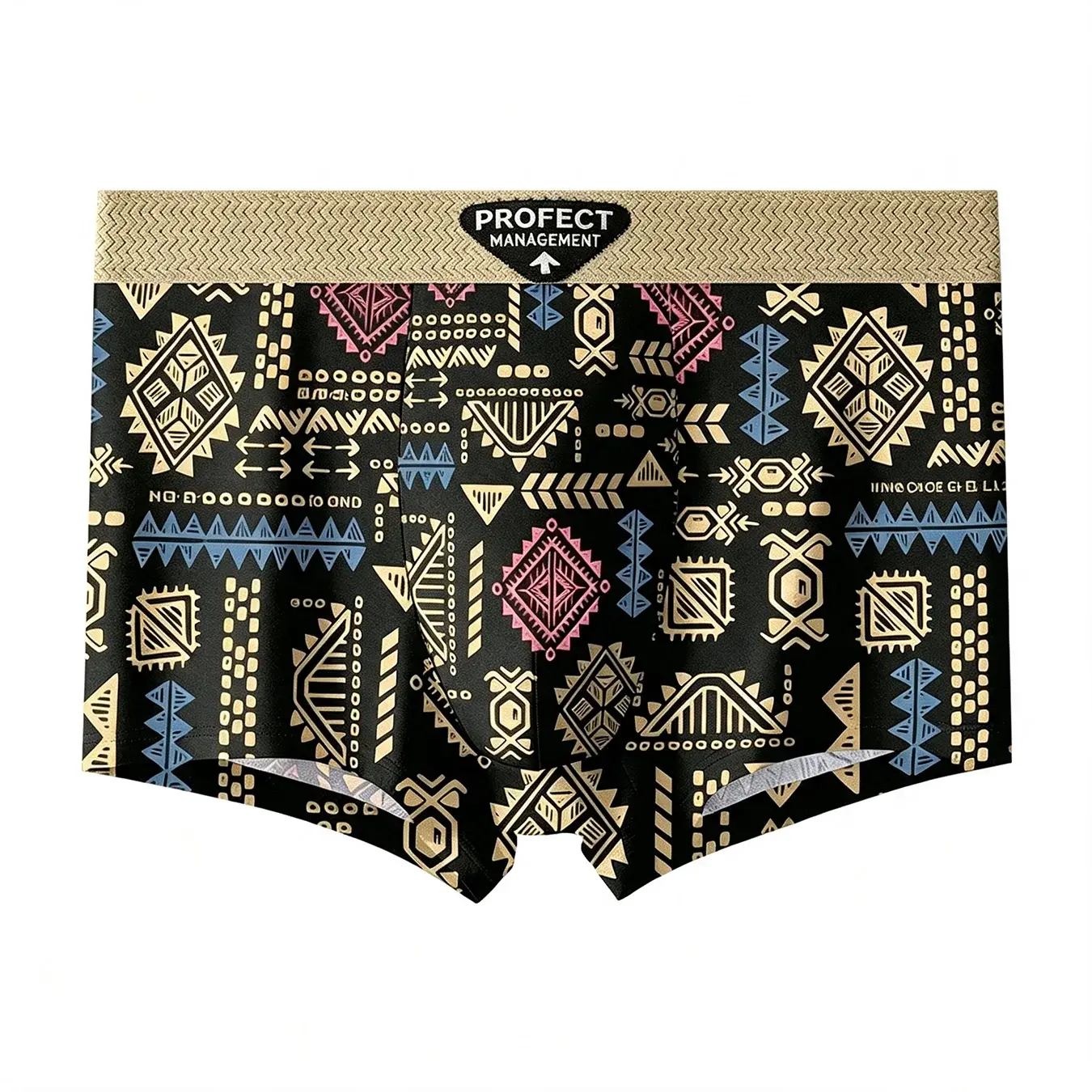Celana Dalam Pria Fashion 3 Buah/Set Celana Boxer Gambar Cetak Geometris Retro Pria Pakaian Dalam Pertengahan Pinggang Sejuk Lembut Celana Pendek Nyaman — image 2