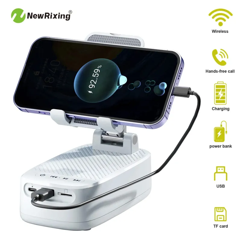 Draadloze telefoonhouder Draagbare luidspreker Luidspreker Telefoonhouder Noodstroombank 1800 mAh Batterij Opladen via USB Handsfree — image 7