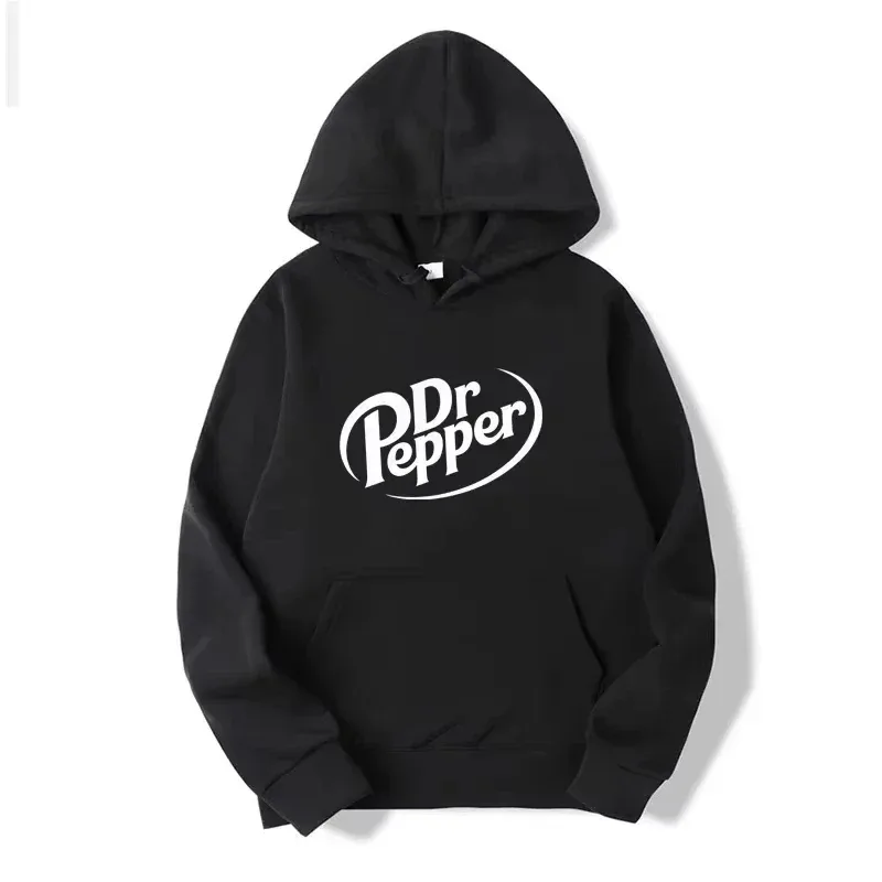 Dr Pepper Hoodie Soda Cola Vintage Beverage Retro Aesthetic Y2K Fashion Black Oversized Casual Sport Sweatshirts