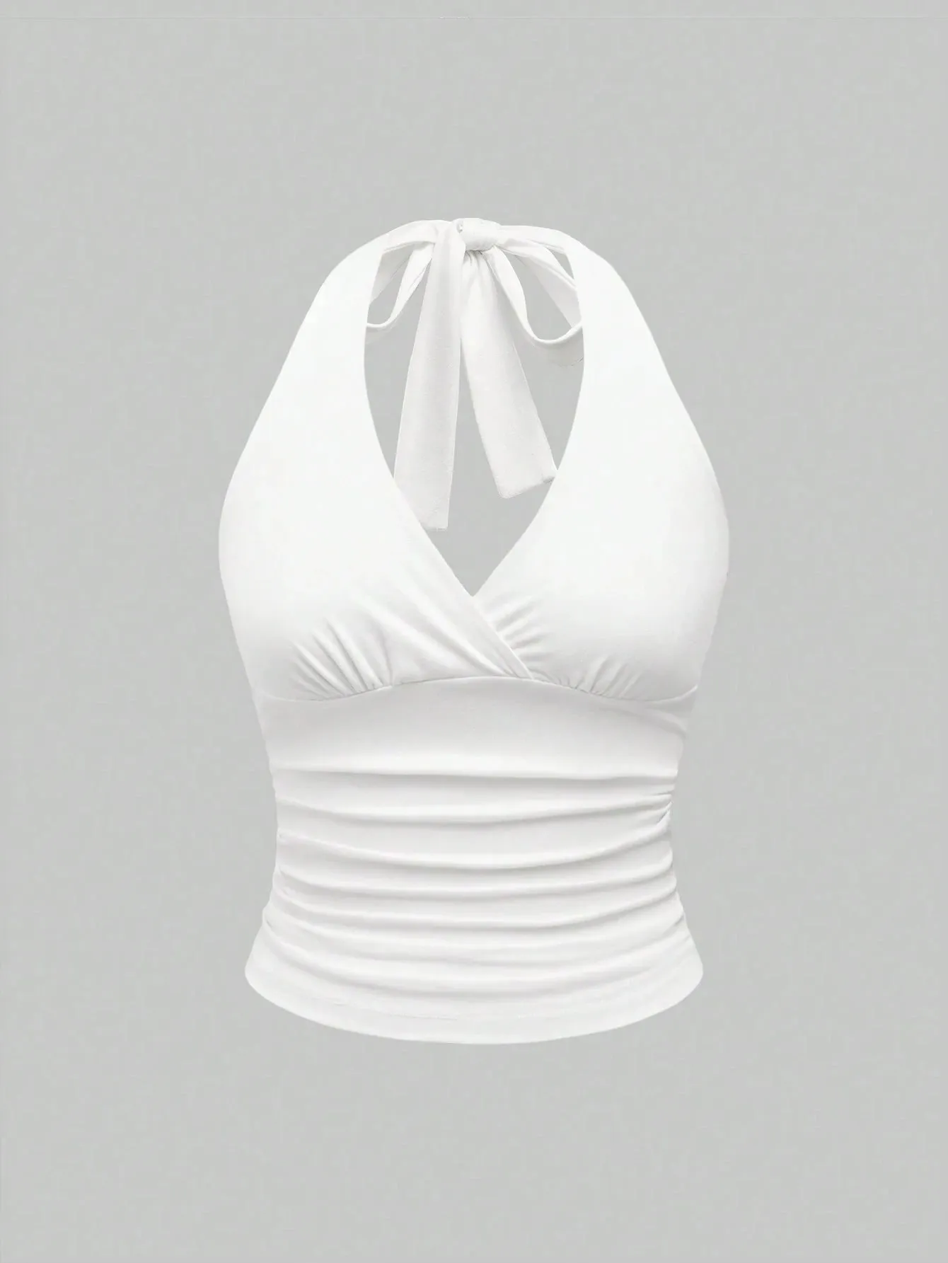 Áo crop top hở lưng cổ chữ V chắc chắn cho nữ mùa hè gợi cảm Y2K không tay xếp nếp hàng đầu dạo phố