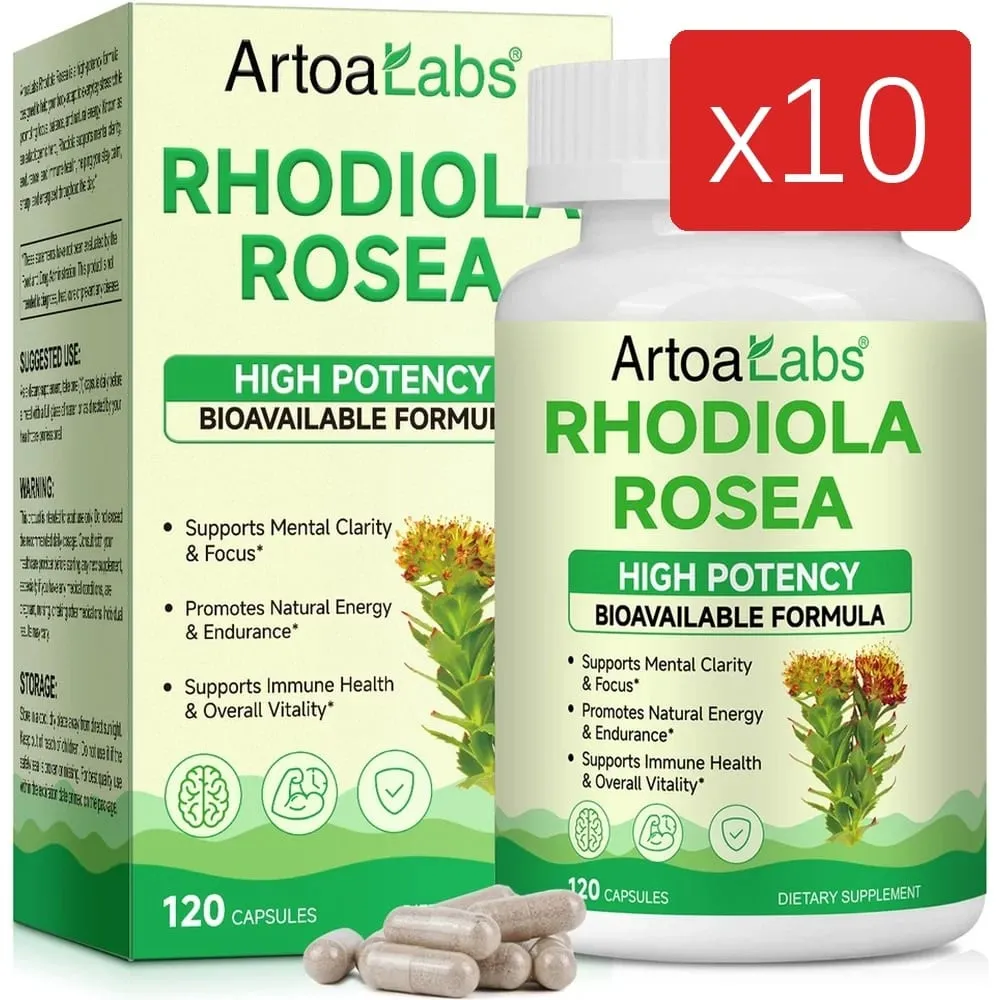 ArtoaLabs Rhodiola Rosea 500mg Capsules High Potency Supports Mental Clarity Focus Natural Energy Endurance 120 Vegan Capsules — image 13
