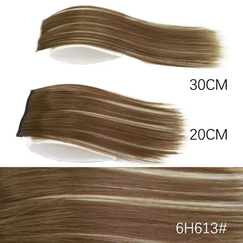 Extension de cheveux synthétiques lisses invisibles à Clip, 20/30cm, une pièce, couverture supérieure et latérale, postiche moelleuse pour femmes — image 11
