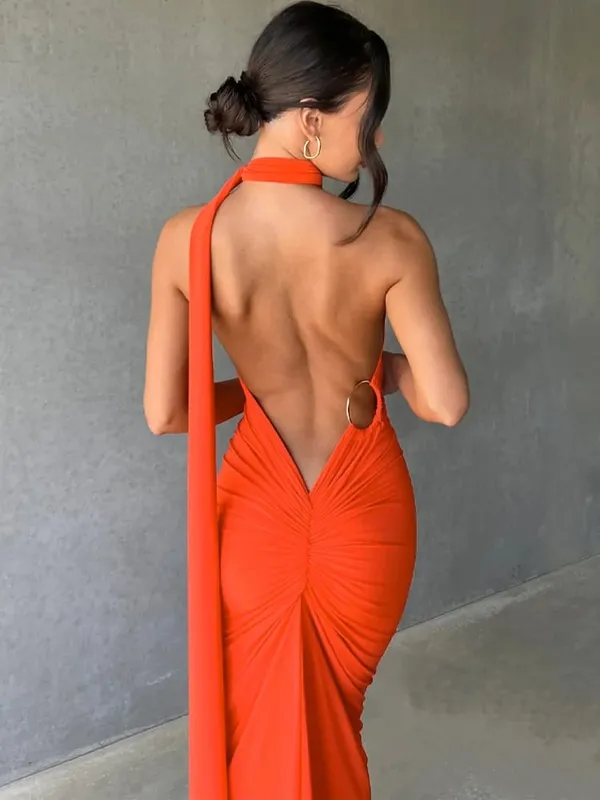 Hugcitar One Shoulder, ρυθμιζόμενο κασκόλ με ρολό, σέξι μάξι φόρεμα 2025, Κομψό γυναικείο φόρεμα Streetwear Y2K — image 19