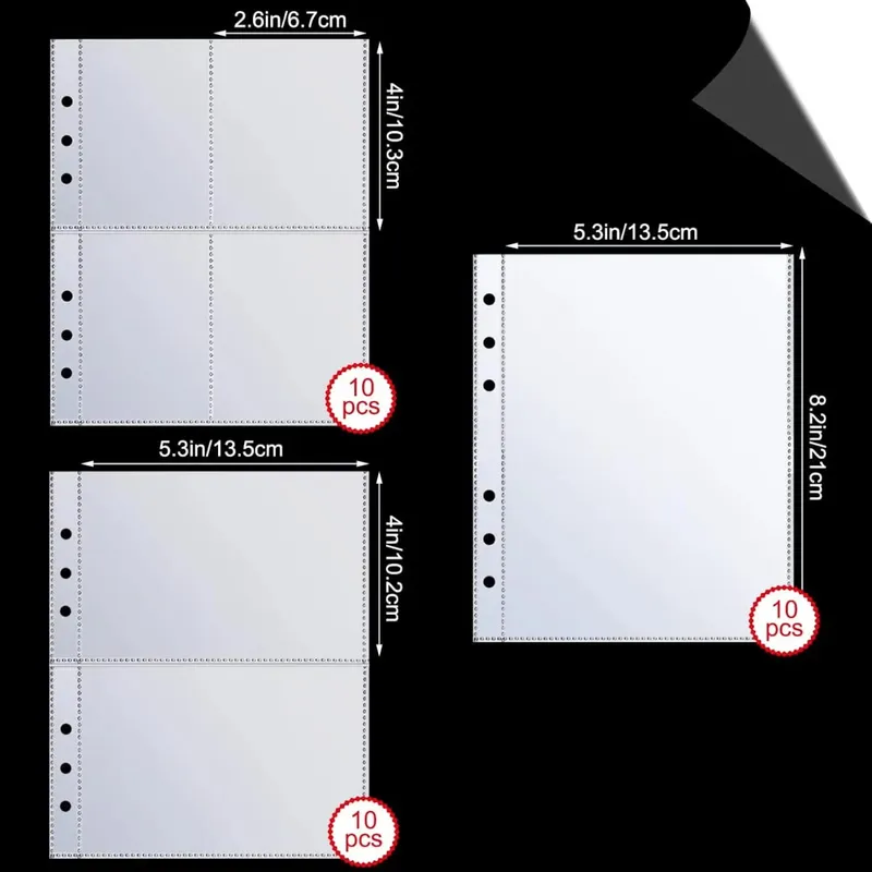A5 klare bindearkbeskyttere 30 pakke PVC genopfyldningsindsatser 1 2 4 lommesider til 6 ringbindsmærkat Fotobilletkort Kontant