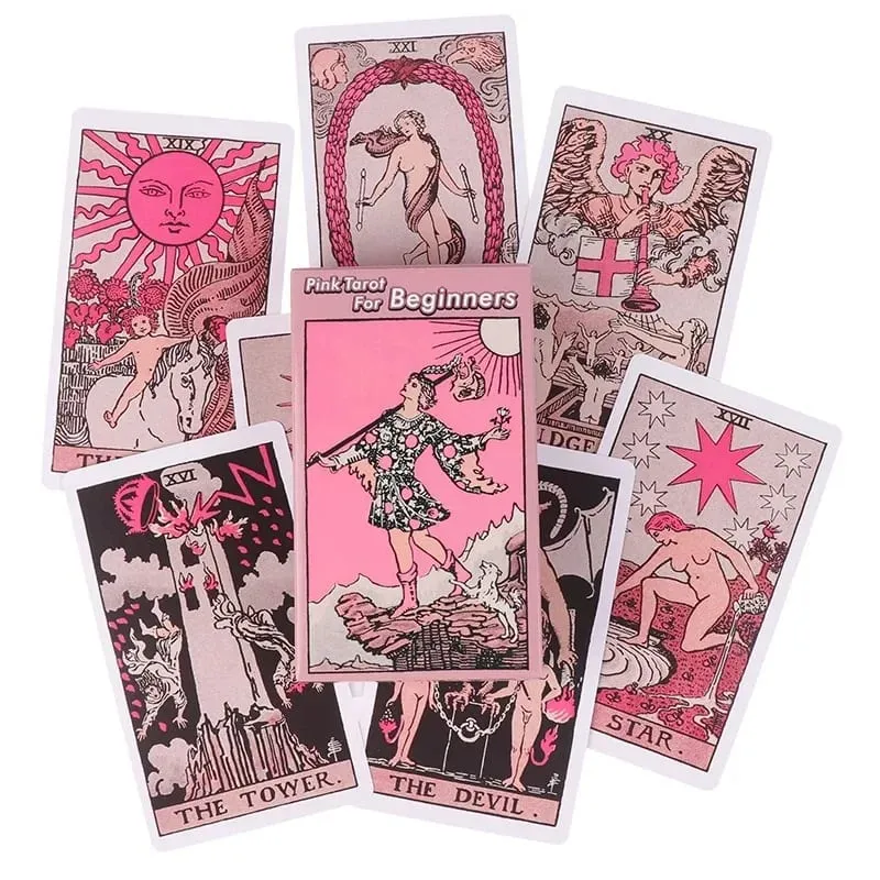 Pink Rider Waite Tarotkortlek för nybörjare Prophecy Divination Deck Familjefestbräde Ödeskort spåspel — image 4