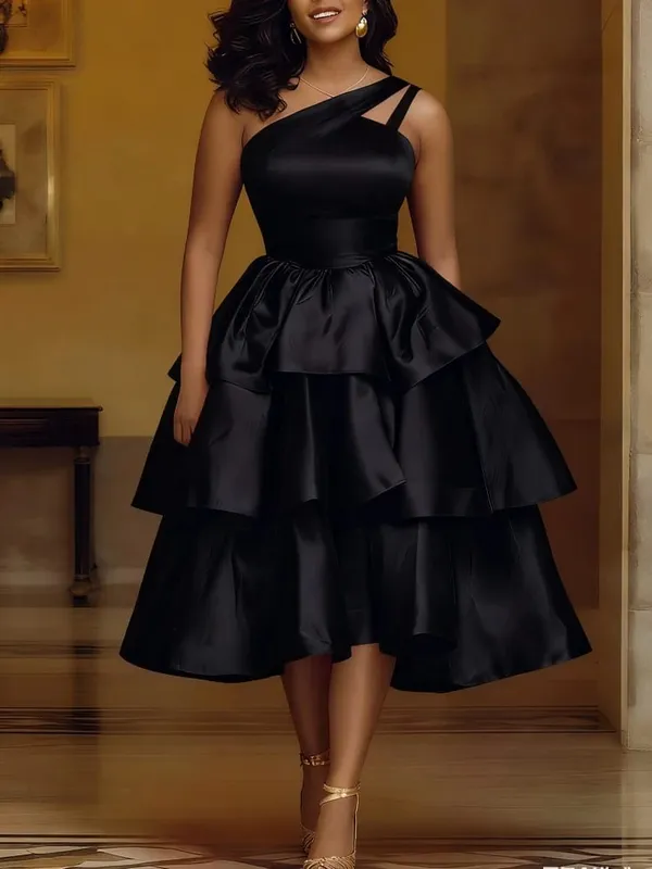 ผู้หญิงElegant Shiny Oneไหล่Ruffle Layered Christmas Party Dressesวันที่Outวันเกิดงานแต่งงานเหตุการณ์โอกาสชุดใหม่ — image 4
