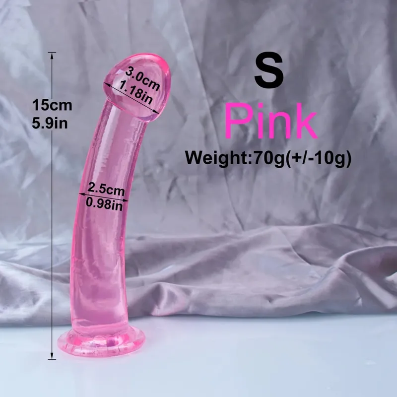 Dengan Harga Murah TPE Transparan Anal Plug Jelly Dildo 4 Ukuran Cangkir Hisap Ayam Vagina Masturbasi Lembut Penis Kecil Wanita Pria Mainan Seks — image 11