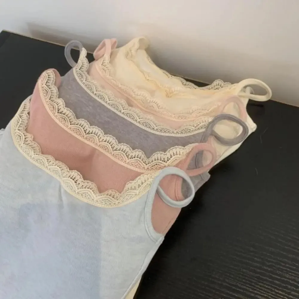 Fashion with Chest Pad Camis Tank Tops Elastic Versatile Lace Tops Integrated Top Warm Undershirt Women Clothes
