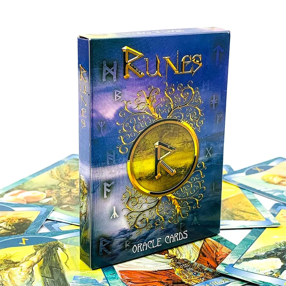 New Runes Oracle Cards 24 Cards Nordic Rune Oracle Cards Mystic Divination Deck Cards Game for Spiritual Meditation 10.3*7.3cm — image 3