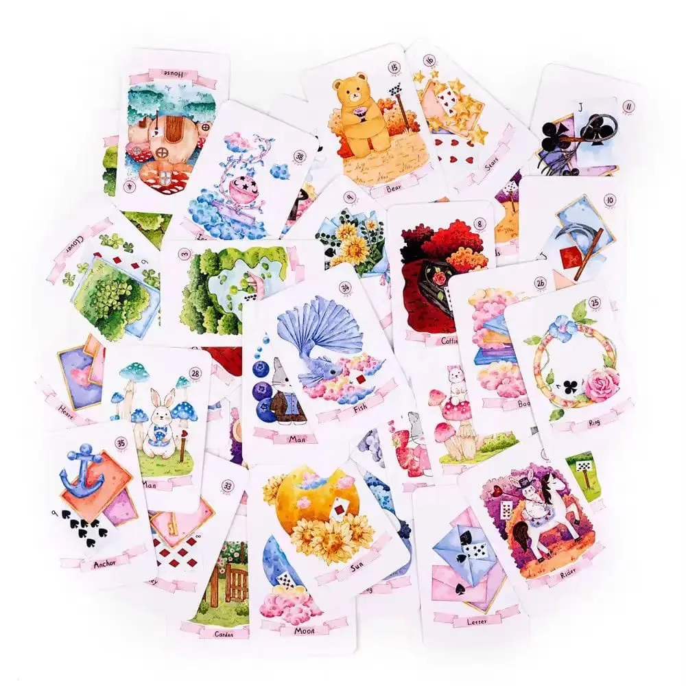 Dream Lenormand Oracle Cards 43 PCS Cute Kawaii Watercolor Animal Tarot Deck Divination Fortune Telling English Board Game — image 4