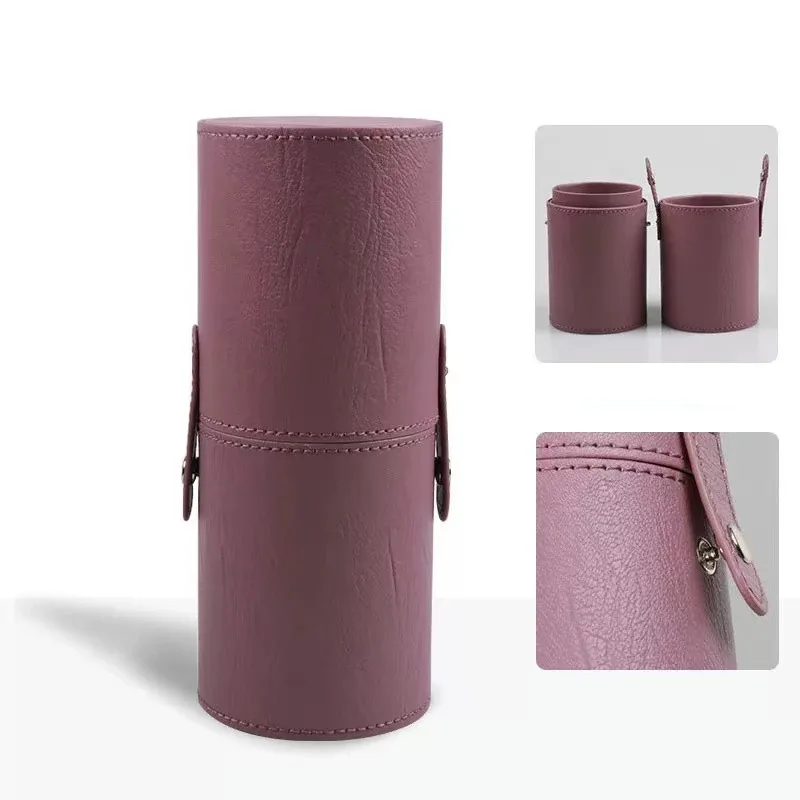 PU Leather Makeup Brush Bucket Portable Travel Cosmetic Bag Multi-Function Dust-Proof Waterproof Makeup Brush Cylinder