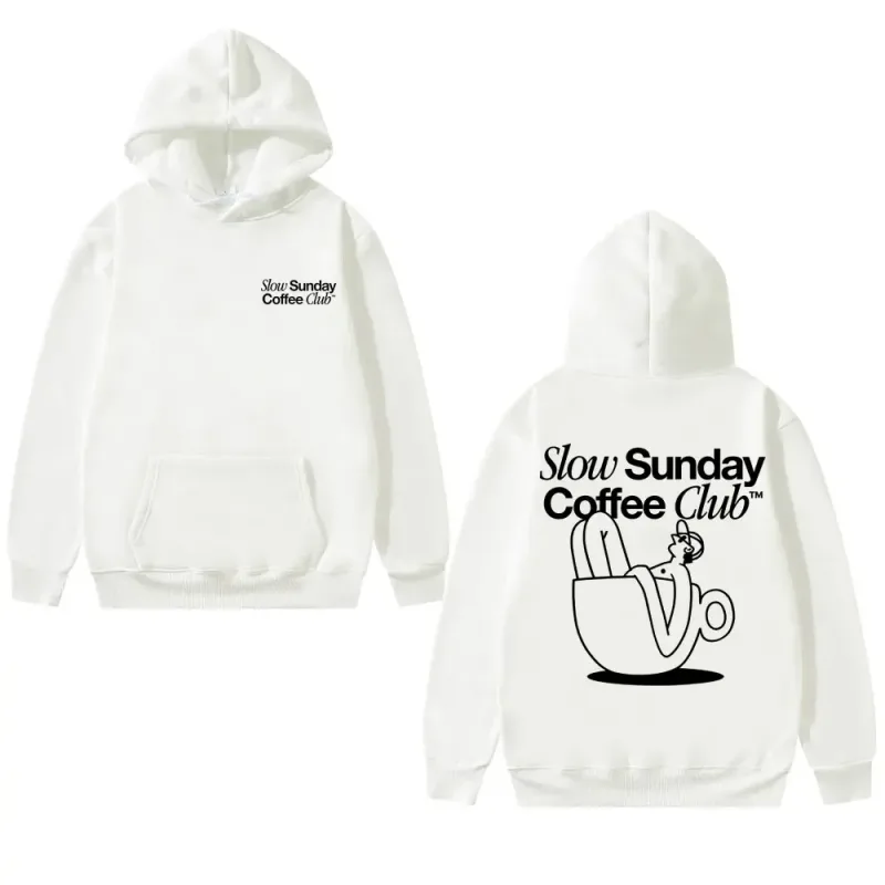 Unisex Slow Sunday Coffee Club Hoodie Pullover Funny Meme Vintage Casual Streetwear Sweatshirt, meerdere kleuren beschikbaar — image 3