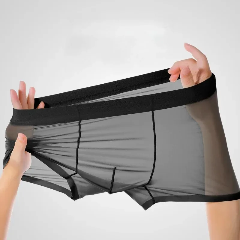 Transparante boxershorts voor heren Lichtgewicht elastische middentaille U-bolle naadloze dunne perspectiefshorts voor comfortabele pasvorm