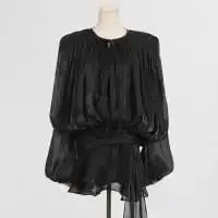 Mini robe à lacets à volants brillants pour femmes, Chic, ample, ajourée, ligne a plissée, robes de soirée d'été, nouvelle collection 2026 — image 8