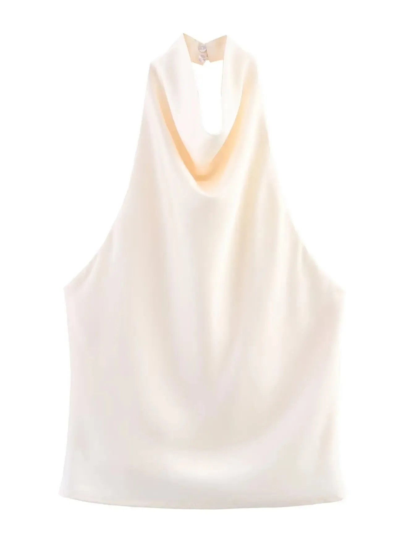 Women's Satin Halter Neck Sleeveless Top Summer Elegant Draped Collar Blouse Smooth Chic Office Party Wear Evening Outings — image 15