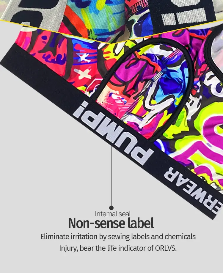 1 Chiếc Nam Cotton Nylon Pha Quần Sịp Boxer Toàn Graffiti In Rộng Dây Thắt Lưng Co Giãn Không Bó Sát Thời Trang thể Thao Quần Lót — image 12
