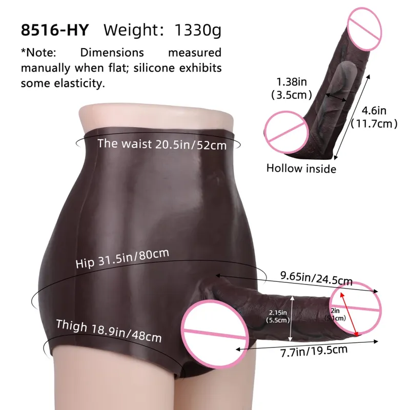 Thick Hollow Dildo Male Strap-On Huge Hollow Dildo Dick Extender Silicone Realistic Large Penis Sex Toy For Couples Sex — image 21