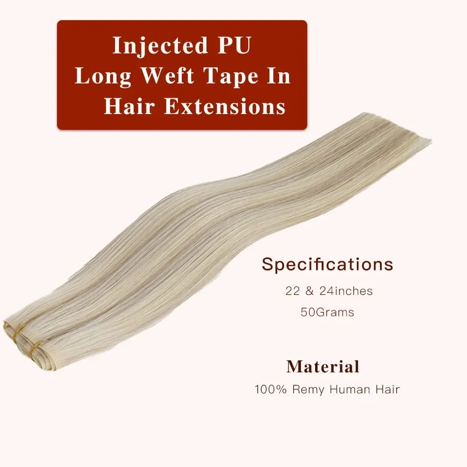 Tape In Weft Hair Extensions Human Hair 50g Injected PU Long Weft Tape In Hair Extensions Real Human Hair Seamless Tape ins Weft — image 4