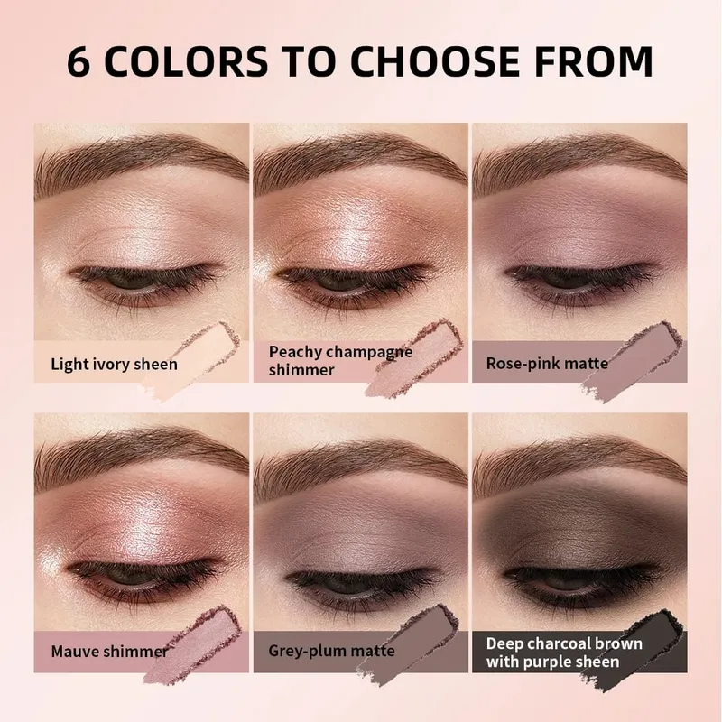 Matte Shimmer Nude Eyeshadow & 6 Tone Blush Powder Palette Kit de maquiagem facial de longa duração misturável com pincéis aplicadores — image 4