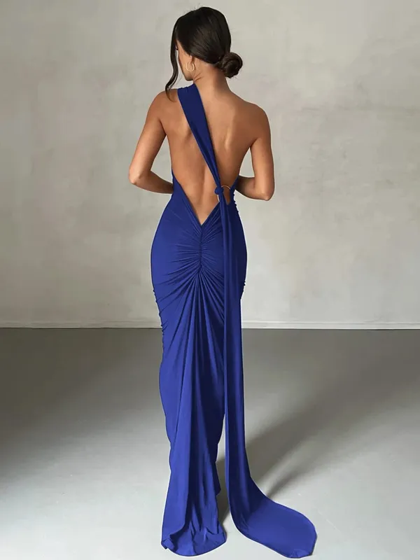 Hugcitar One Shoulder, ρυθμιζόμενο κασκόλ με ρολό, σέξι μάξι φόρεμα 2025, Κομψό γυναικείο φόρεμα Streetwear Y2K — image 13
