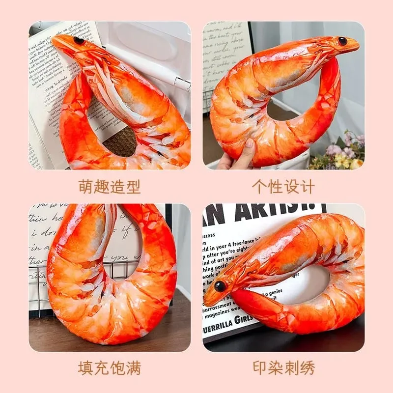 Funny Shrimp Neck Pillow Soft Plush U-shaped Travel Pillow 3D Simulation Neck Cushion for Car Airplane Office Nap — image 10