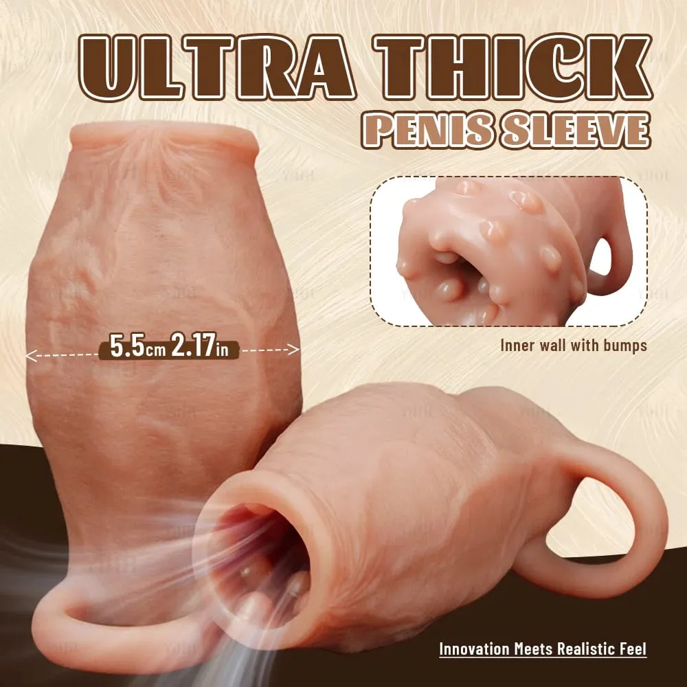 Sexy Thicken Cock Sleeve Penis Lock Penis Ring Adult Sex Toy For Men Dick Enlarged and Soft Silicone Penis Sleeve Enlargement — image 3