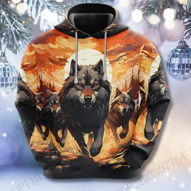 Fire Wolf 3d Print Hoodie Men Women Fashion Y2k Graphic Hoodie Tracksuit Animal Hoodie Sweatshirt Autumn Winter Clothes Y2k Coat — image 6