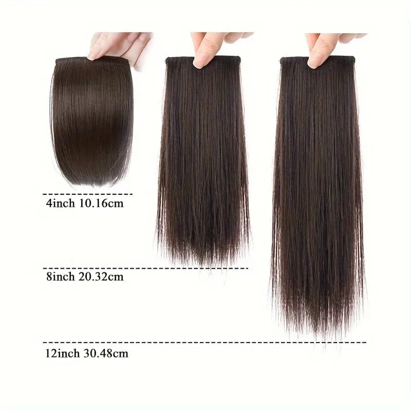10cm/20cm/30cm Synthetic Short Straight Hair Pads Invisible Clip in Hair Extension Hair Top Side Cover 2 BB Clips Hairpiece — image 3