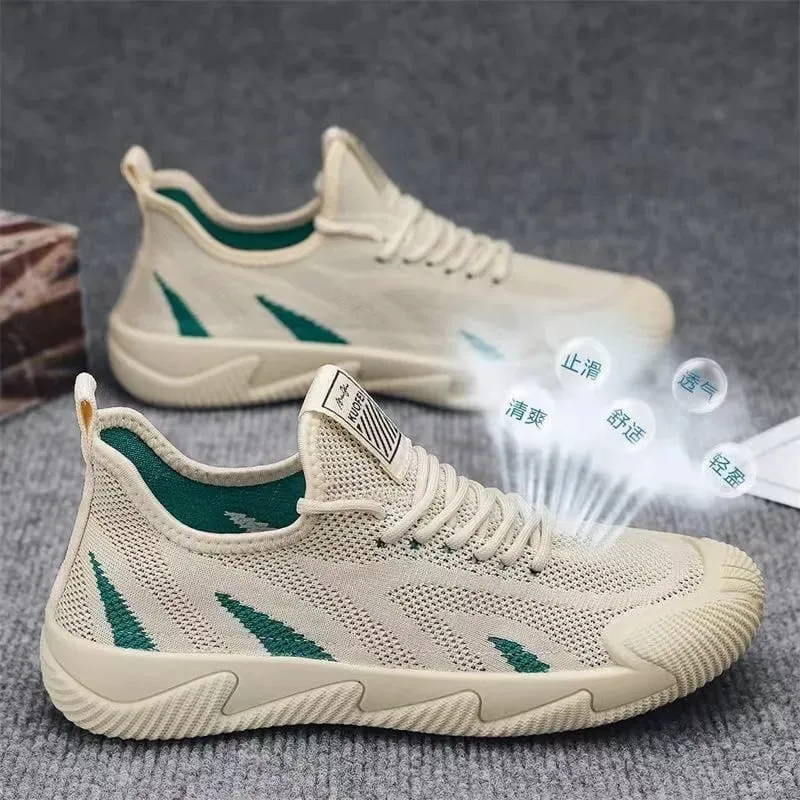 Men Casual Sneakers Breathable Leisure Sports Air Mesh Shoes Versatile Running Soft Sole Men's Trendy Shoes Flat Male Sneakers