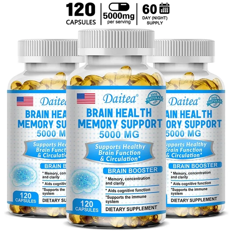 Cápsulas Nootrópicas para Saúde do Cérebro 5000mg Aumentam o Foco da Memória e Clareza Função Cognitiva e Desempenho Mental da Circulação Sanguínea — image 11