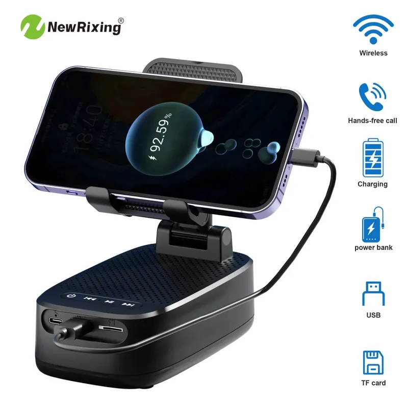 Draadloze telefoonhouder Draagbare luidspreker Luidspreker Telefoonhouder Noodstroombank 1800 mAh Batterij Opladen via USB Handsfree