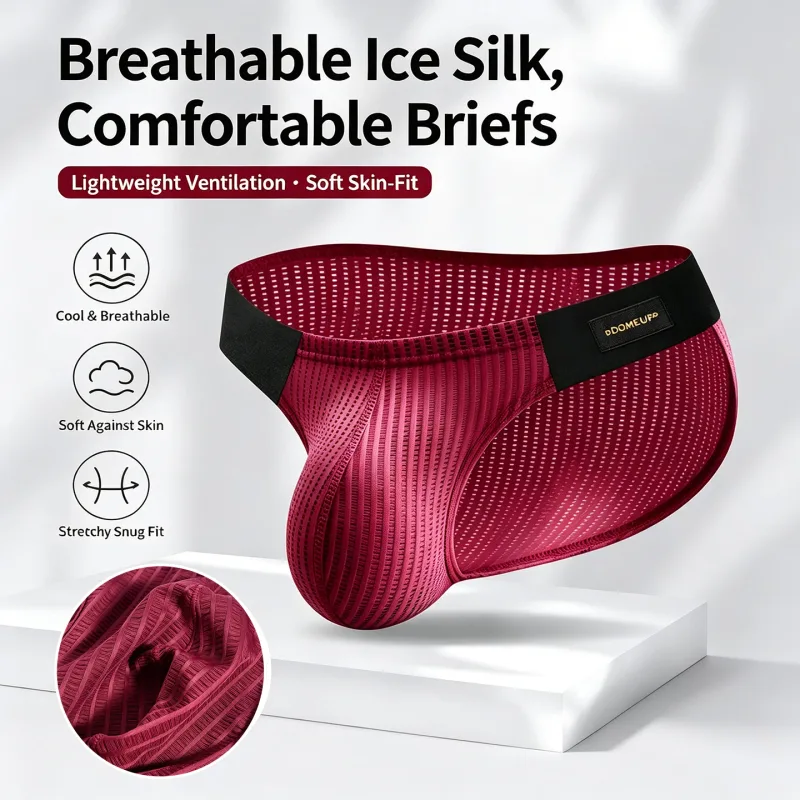 New Men's Silky Mercerized Briefs Quick‑Dry Breathable Lightweight Premium Texture Gym Workout Sports Male Underpants — image 4
