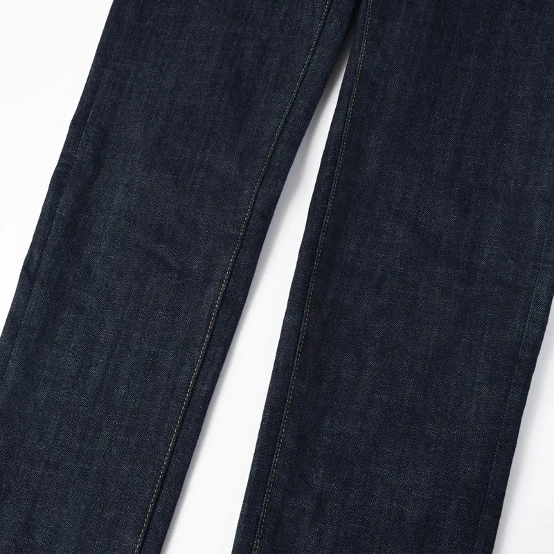 Men Deep Blue Vintage Washed Skinny Jeans Mid Waist Wrinkle Stretch Slim Fit Denim Casual Long Trousersy2k
