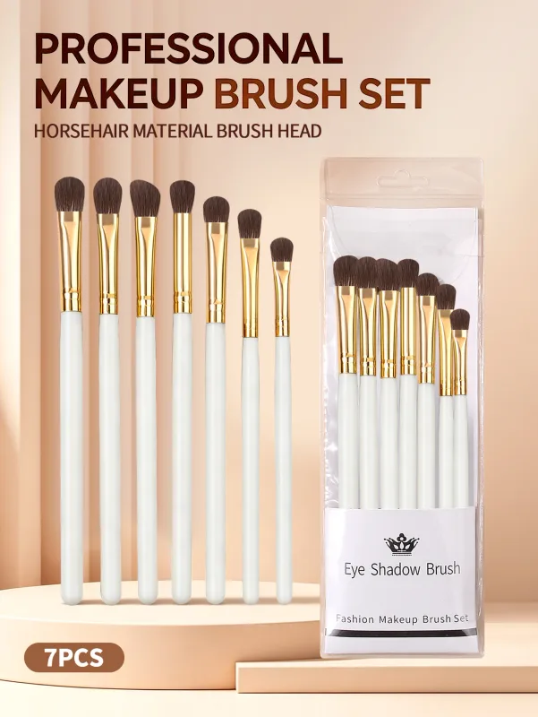 7Pcs Professional Eye Shadow Brush Set Horse Hair Eyeshadow Makeup Brushes Kit For Eye Blending Shading Cosmetic Makeup Tools — image 8