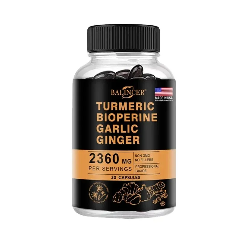Tambahan Halia Kunyit dengan Piperine 2360 Mg dengan Bawang Putih Keselesaan Penghadaman & Kekebalan Nutrisi Tambahan Kalsium Bebas Gluten — image 9