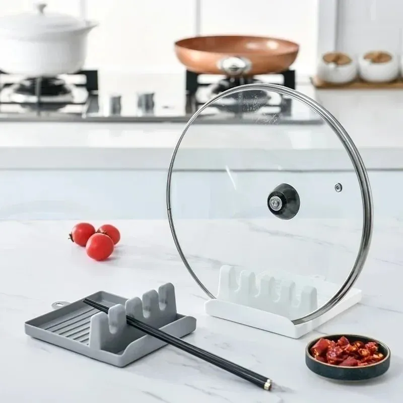 Tempat Tutup Panci Mendukung Sendok Penutup Panci Sandaran Spatula Berdiri untuk Peralatan Dapur Nyaman Aksesori Alat Organizer Kompor — image 5