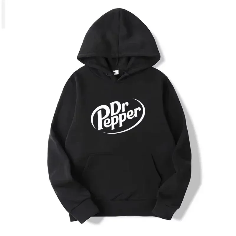 Dr Pepper Hoodie Soda Cola Vintage Beverage Retro Aesthetic Y2K Fashion Black Oversized Casual Sport Sweatshirts