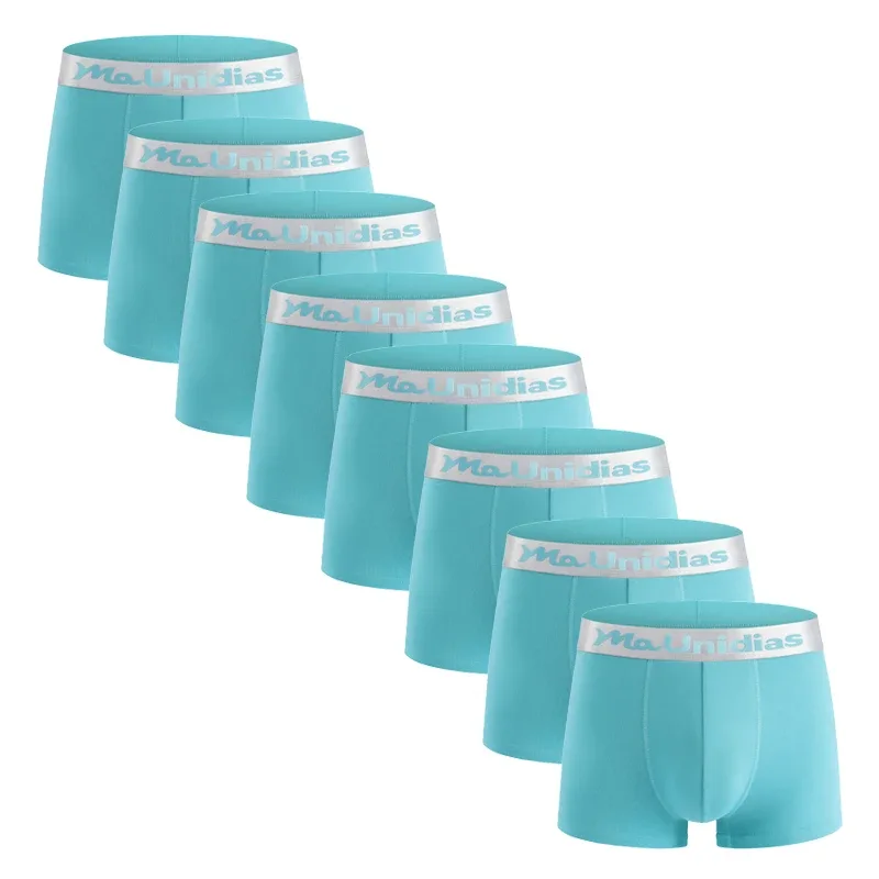 8pcs Bamboo Fiber Boxer Briefs White Men's Panties Letter Waistband Underwear Man Boxers Solid Color Boxershorts Men Underpants